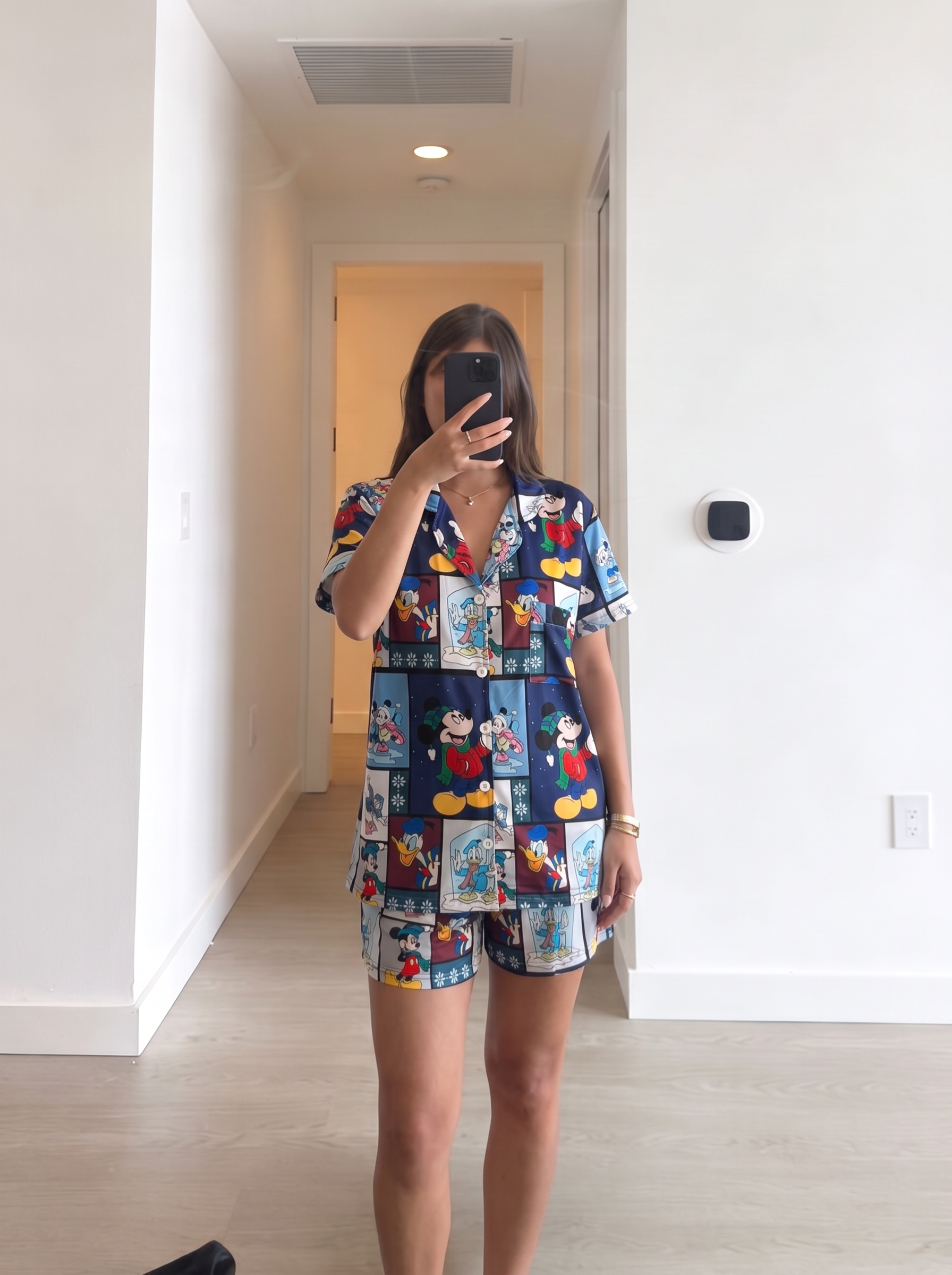 Mickey collage buttoned Half sleeves and short set