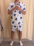 Stitch half sleeves buttoned top and short set