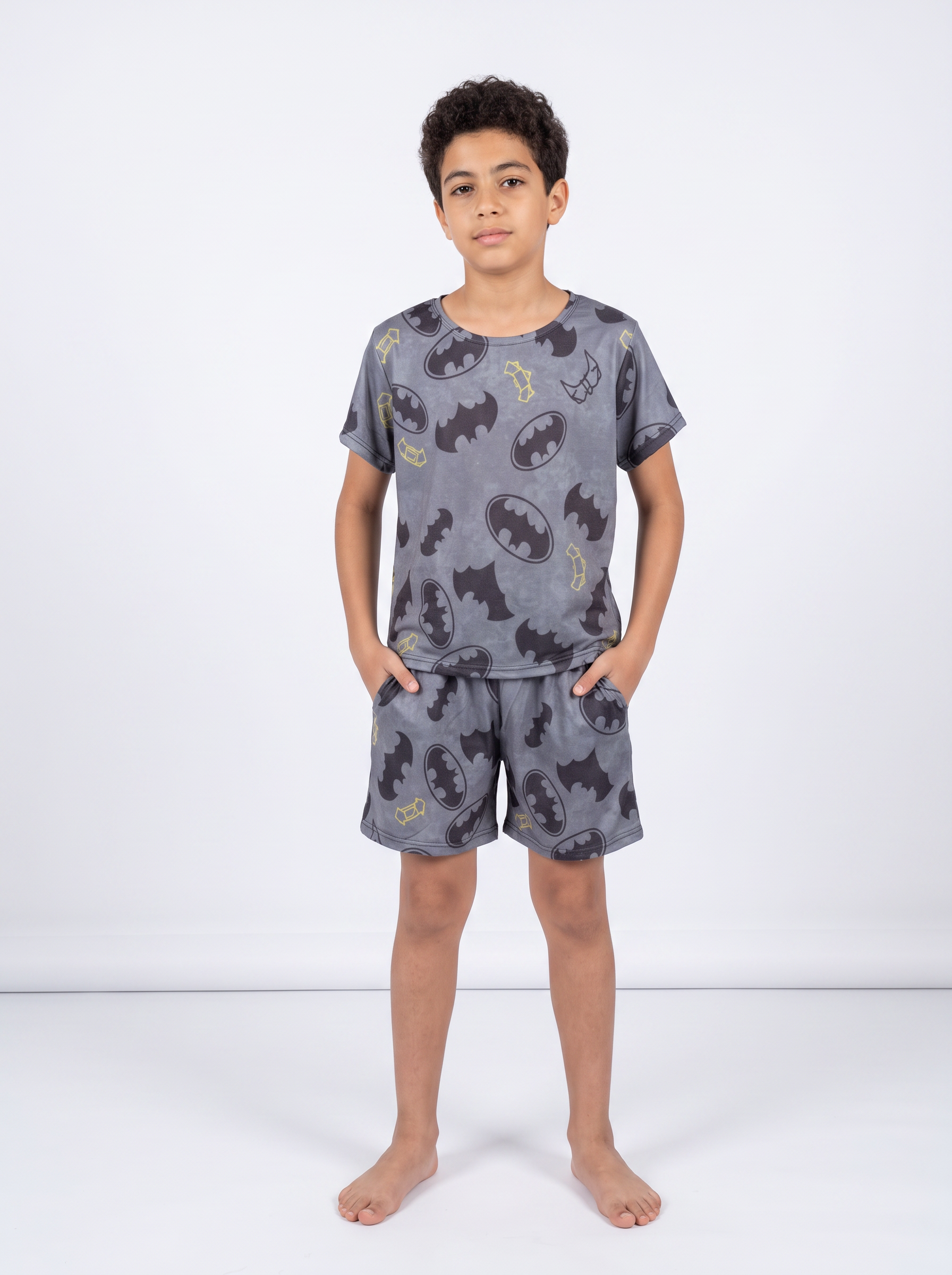 Grey Batman half sleeves and short set