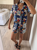 Mickey collage buttoned Half sleeves and short set
