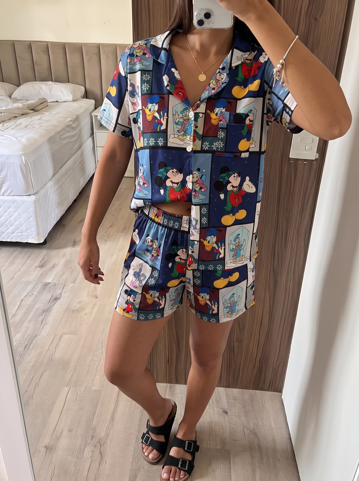 Mickey collage buttoned Half sleeves and short set