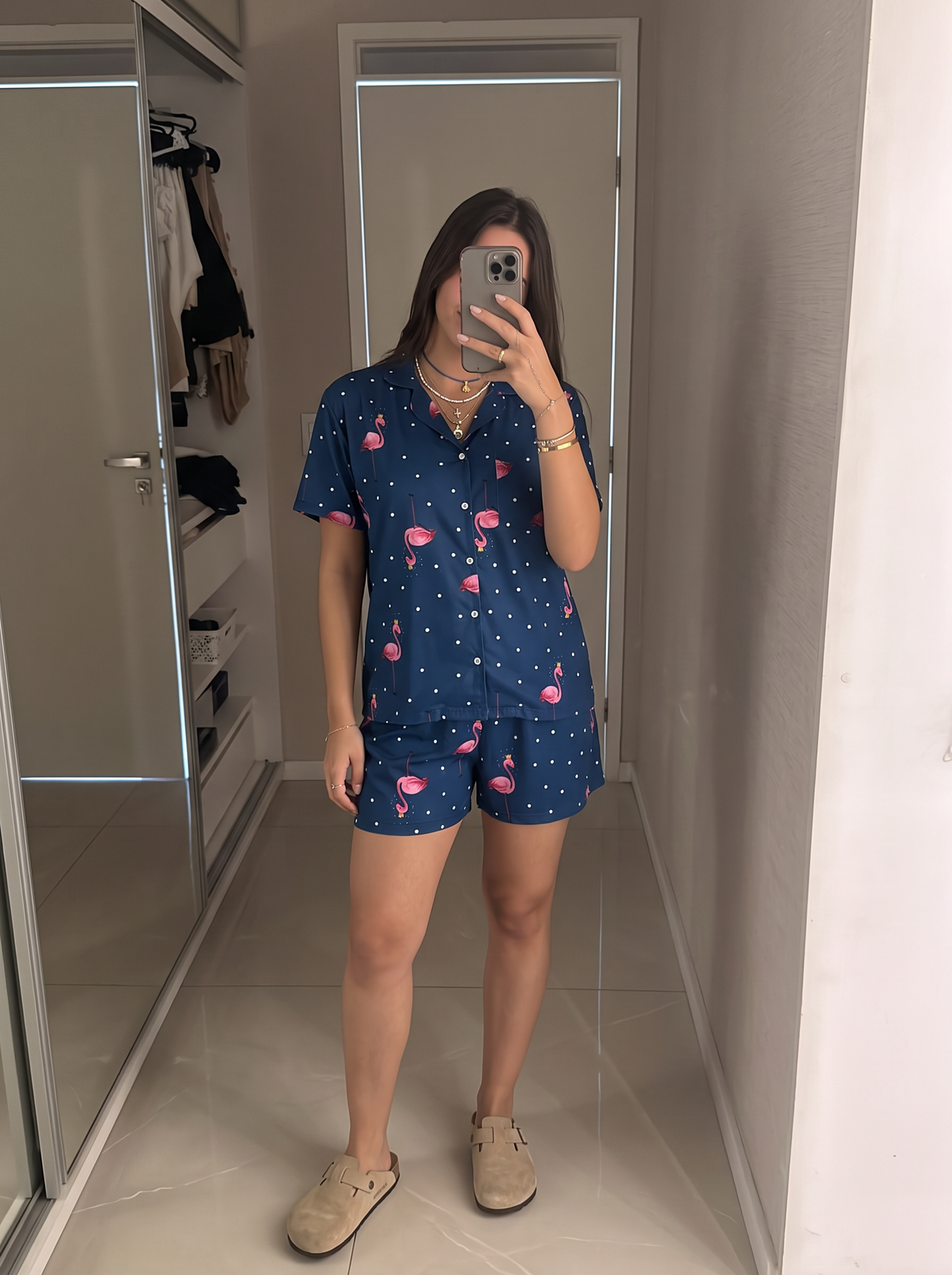 Flamingo Buttoned Set
