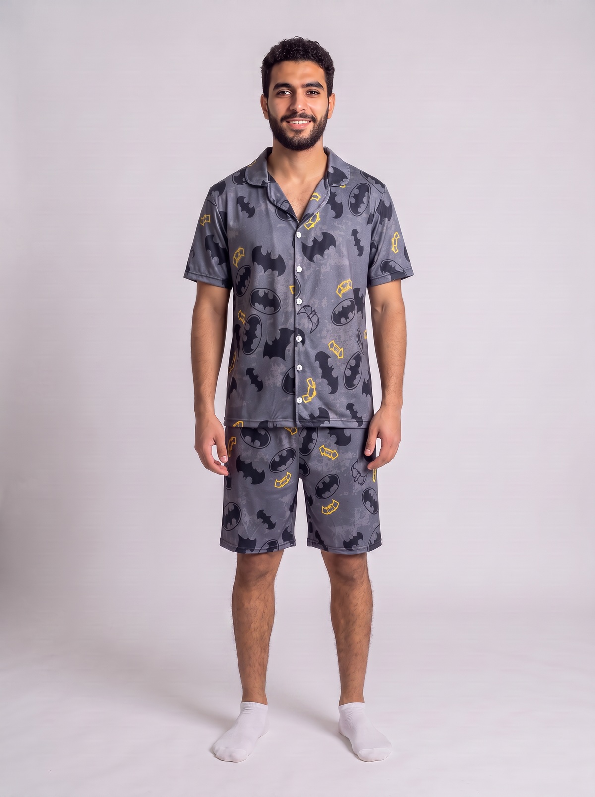 Grey Batman Buttoned Set