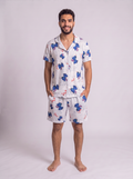 Stitch half sleeves buttoned top and short set
