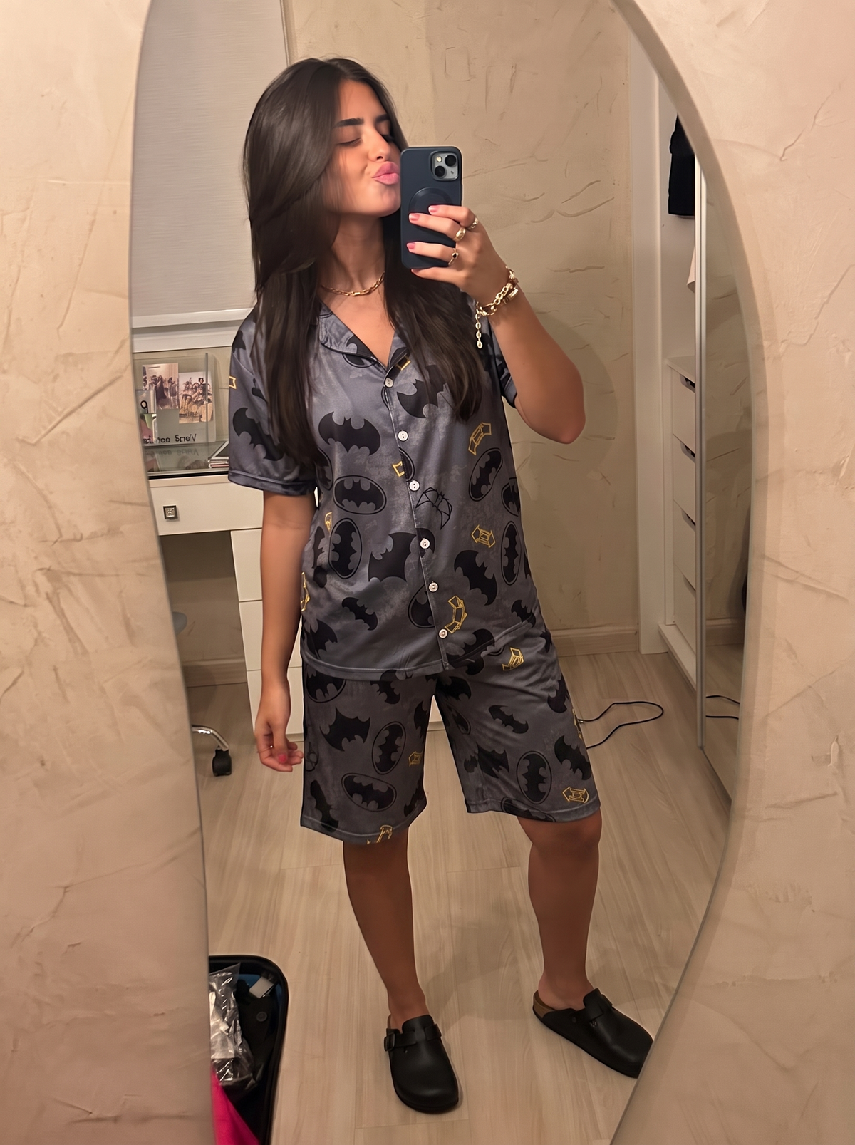 Grey batman buttoned set