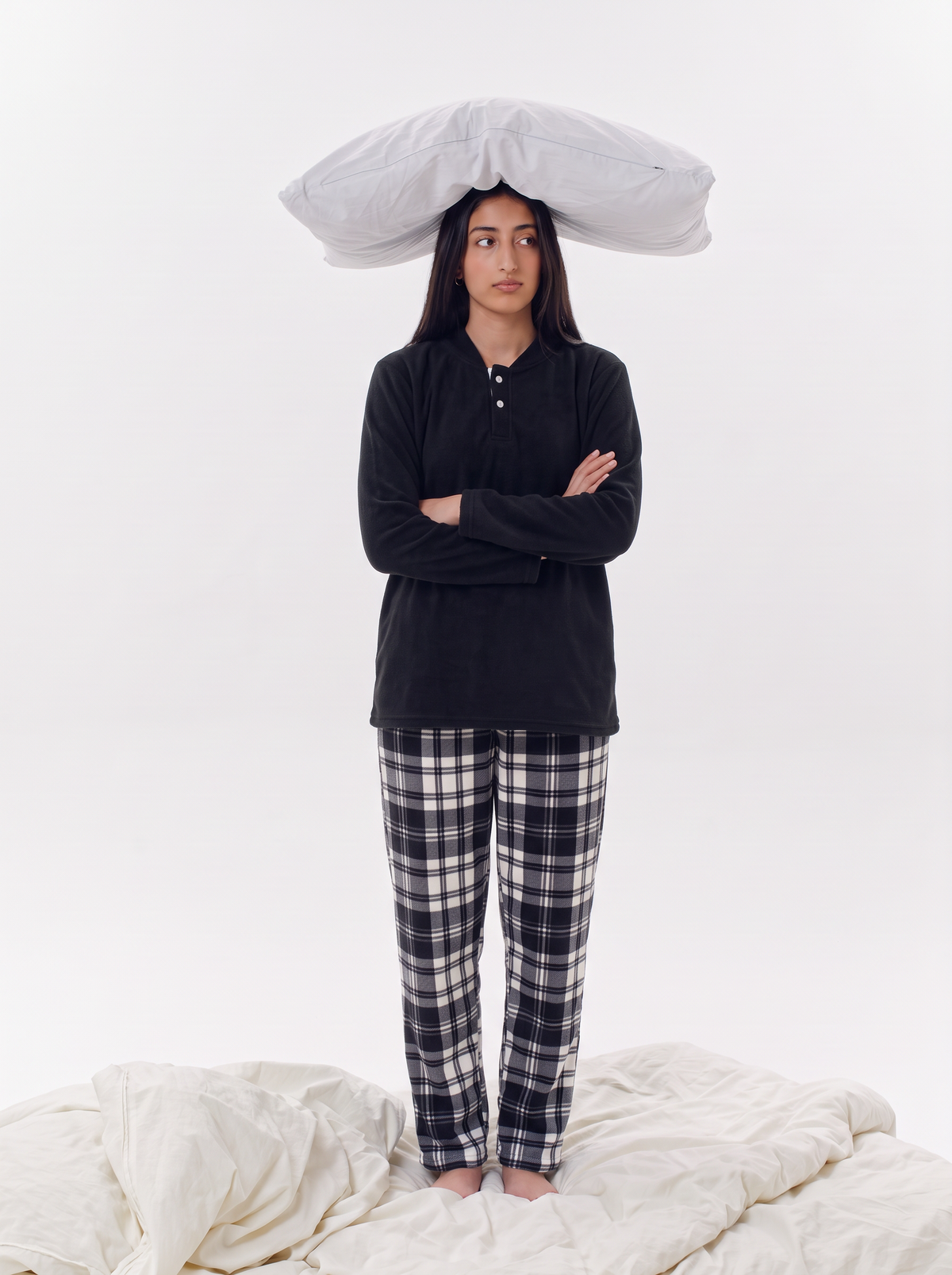 Black careaux buttoned velvet set