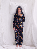Black tom and jerry velvet buttoned set